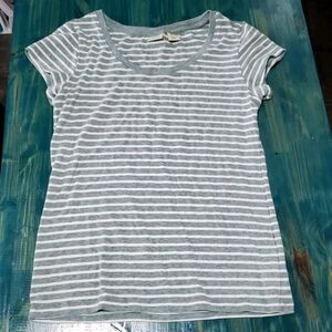 Lucy & Laurel Striped Top - Grey/White - L